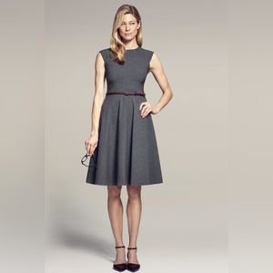 M.M. Lafleur Size 12 The Toi Dress Fit and Flair Lightweight Grey graphite Wool